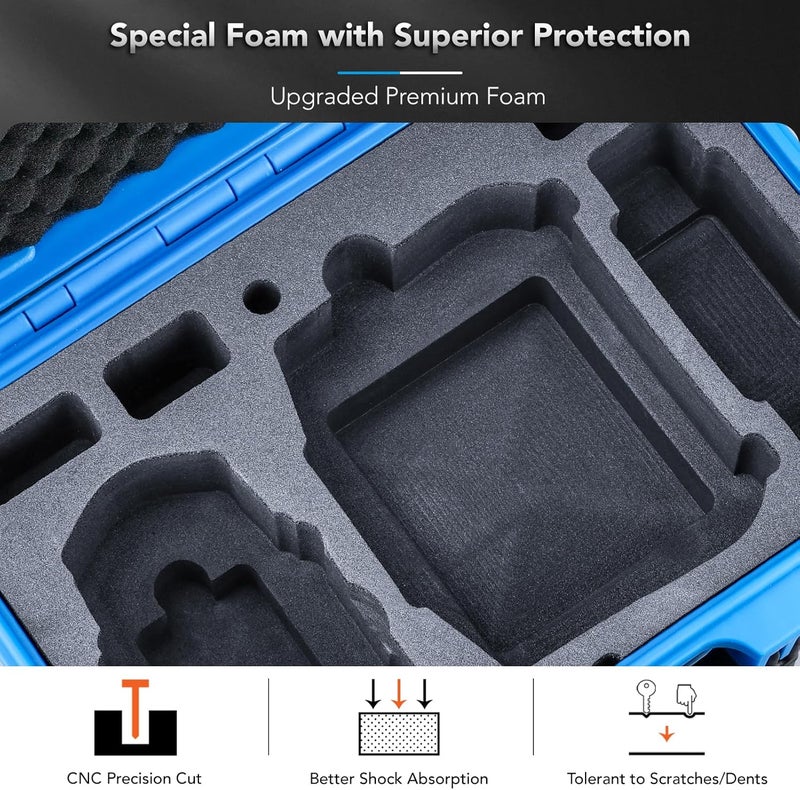Lykus Titan MM410 Waterproof Hard Case (Blue) for DJI Mini 4 Pro/Mini 3/Pro and DJI RC 2/RC/RC-N2/N1, Support 7 batteries and RC lanyard [CASE ONLY] - Image 4